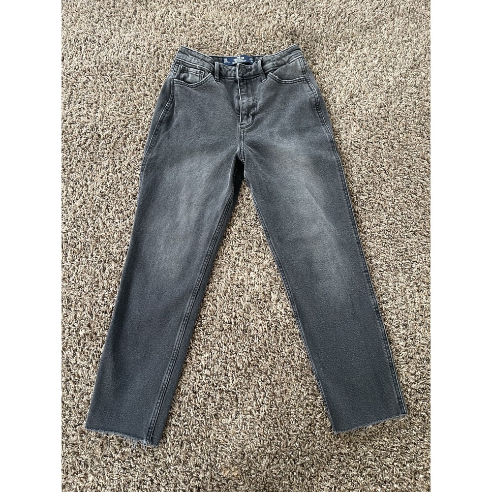 Hollister Ultra High Rise Mom Jeans Vintage Stretch Size 0S Dark Wash Distressed